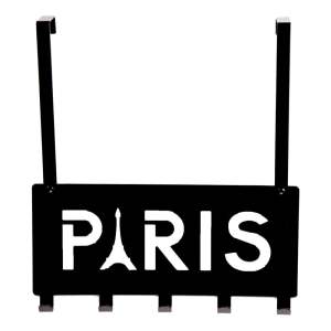 Černý kovový věšák na dveře 30 cm Paris – Compactor