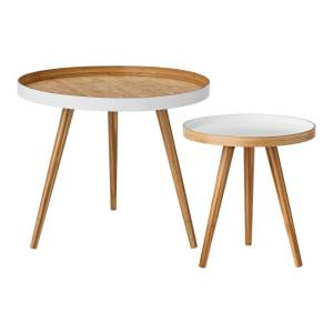 Bambusové kulaté odkládací stolky v sadě 2 ks ø 60 cm Cappuccino – Bloomingville