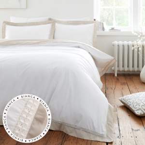 Bílé bavlněné povlečení na jednolůžko 135×200 cm Oxford Lace – Bianca