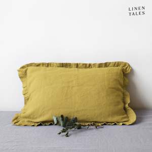 Lněný povlak na polštář 40×40 cm Lemon Curry – Linen Tales