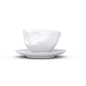 Bílý mlsný porcelánový šálek s podšálkem 58products