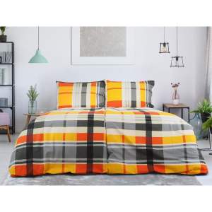 Oranžové krepové povlečení na jednolůžko 140×200 cm Orabge Kube – B.E.S.