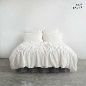 Bílé lněné povlečení na jednolůžko 135×200 cm – Linen Tales