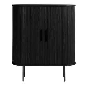 Černá skříňka v dekoru dubu s posuvnými dveřmi 100×118 cm Nola – Unique Furniture