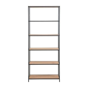 Regál v dekoru dubu v černo-přírodní barvě 77×185 cm Seaford – Actona