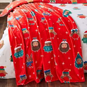 Červená deka s vánočním motivem z mikroplyše 130×170 cm Party Robins – Catherine Lansfield