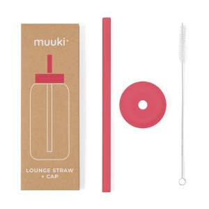 Silikonové brčko s čistícím kartáčkem/s víčkem Watermelon High – Muuki