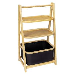 Černý/přírodní bambusový koupelnový regál 44×80 cm Ecori – Wenko