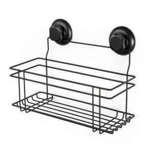 Černá samodržící nástěnná koupelnová polička Compactor Bestlock Black All Purpose Holder, 30 x 20,5 cm
