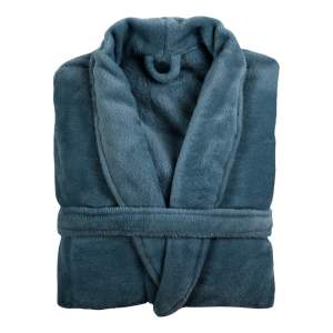 Modrý župan z mikroplyše velikost L/XL Cosy – Tiseco Home Studio