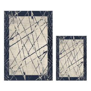 Modro-béžové koupelnové předložky v sadě 2 ks 60×100 cm Geometric – Mila Home