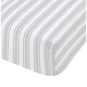 Šedo-bílé bavlněné prostěradlo Bianca Check and Stripe, 135 x 190 cm