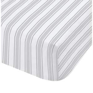 Šedo-bílé bavlněné prostěradlo Bianca Check and Stripe, 135 x 190 cm