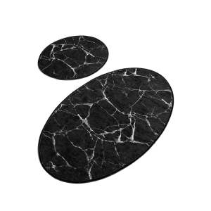 Sada 2 černých oválných koupelnových předložek Foutastic Marble