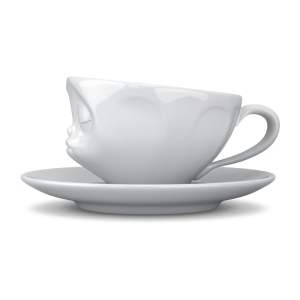 Bílý porcelánový šálek na kávu 58products Kisses, objem 200 ml