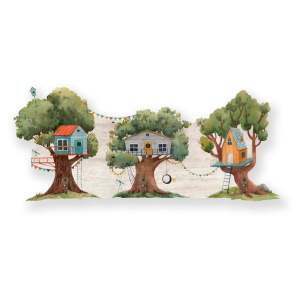 Zelený dětský nástěnný věšák Tree House – Little Nice Things