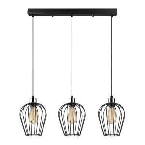 Černé závěsné svítidlo pro 3 žárovky Opviq lights Tel Long