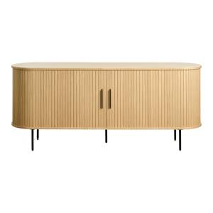 Nízká komoda v dekoru dubu s posuvnými dveřmi v přírodní barvě 76×180 cm Nola – Unique Furniture