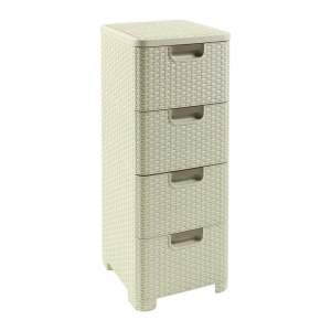 Krémová plastová vysoká koupelnová skříňka 33×79 cm Rattan – Curver