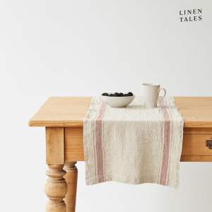 Lněný běhoun na stůl 40×200 cm Beige Stripe Vintage – Linen Tales