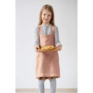 Dětská oranžová lněná zástěra Linen Tales Pinafore, 72 x 45 cm
