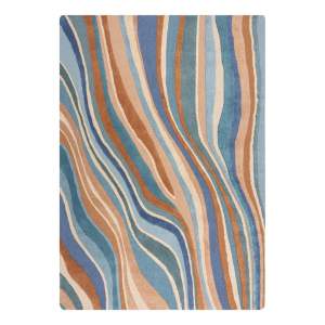 Modrý ručně tkaný vlněný koberec 160×230 cm Abstract Flow – Flair Rugs