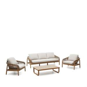 Zahradní lounge set z masivu akácie pro 5 v béžovo-přírodní barvě Vellana – Kave Home
