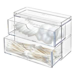 Koupelnový organizér na vatové tampony Crystalline – iDesign/The Home Edit