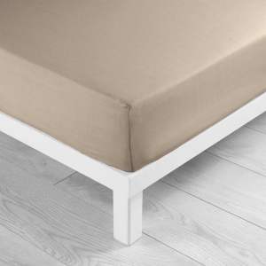 Světle hnědé napínací bavlněné prostěradlo 180×200 cm Lina – douceur d’intérieur