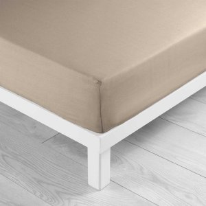 Světle hnědé napínací bavlněné prostěradlo 160×200 cm Lina – douceur d’intérieur