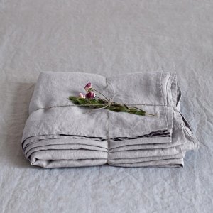 Světle šedé lněné prostěradlo 230×270 cm Light Grey – Linen Tales