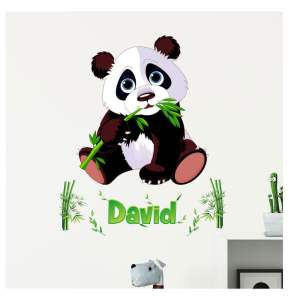 Sada nástěnných samolepek s pandou a písmeny Ambiance Bamboo