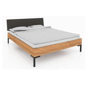 Dvoulůžková postel z dubového dřeva s čalouněným čelem 140×200 cm Abies 1 – The Beds