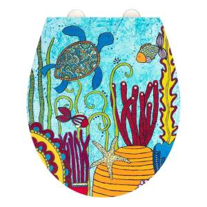 Záchodové prkénko s automatickým zavíráním 37 x 44,5 cm Rollin’Art Under Water – Wenko