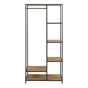 Otevřená šatní skříň v dekoru dubu v černo-přírodní barvě 77×165 cm Seaford – Actona