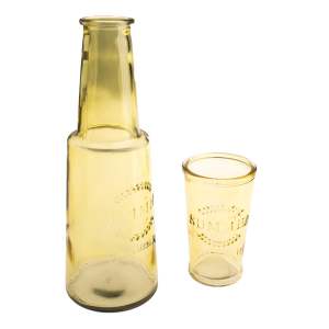 Žlutá skleněná karafa se sklenicí, 800 ml