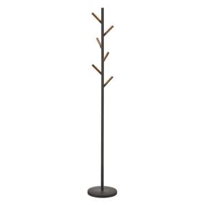 Černý stojací věšák s detaily z bukového dřeva YAMAZAKI Plain Pole Hanger