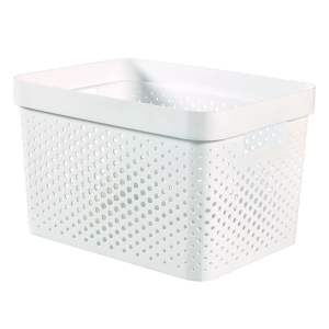 Bílý úložný košík Curver Infinity Dots, 17 l