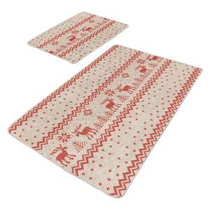 Červeno-béžové koupelnové předložky v sadě 2 ks 60×100 cm – Mila Home