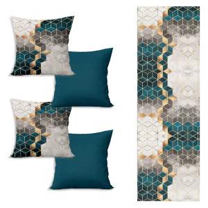 Set běhounu na stůl a 4 povlaků na polštáře Optic – Minimalist Cushion Covers