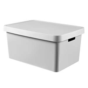 Šedý úložný box s víkem Curver Infinity, 45 l
