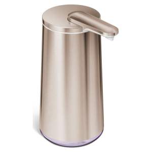 Automatický ocelový dávkovač mýdla ve zlaté barvě 266 ml – simplehuman