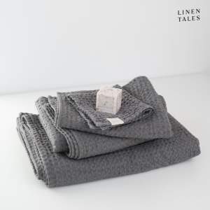 Tmavě šedá osuška 100×140 cm Honeycomb – Linen Tales