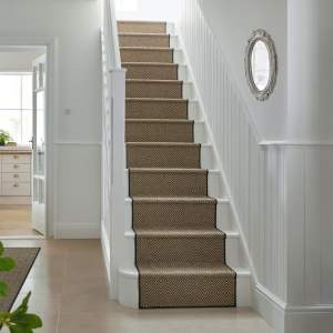 Jutový běhoun na schody v černo-přírodní barvě 60×600 cm Diamond – Flair Rugs