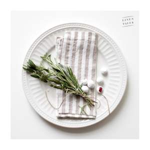 Lněné ubrousky v sadě 2 ks Natural White Stripes – Linen Tales