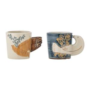 Modré/krémové šálky v sadě 2 ks na espresso z kameniny 55 ml Hezha – Bloomingville