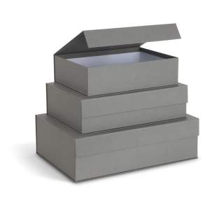 Šedé kartonové úložné boxy v sadě 3 ks s víkem/dekorativní 42,5×29,5×13 cm Kian Paper Laminate – Bigso