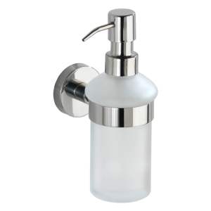 Nástěnný skleněný dávkovač mýdla v leskle stříbrné barvě 200 ml Bosio – Wenko