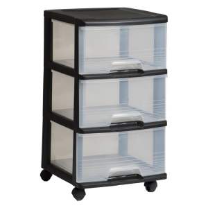 Černo-průhledný plastový pojízdný regál 37×61 cm – Curver