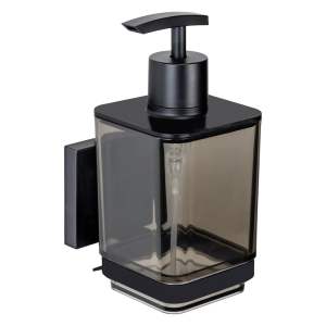 Černý samodržící plastový dávkovač mýdla 340 ml Quadro – Wenko